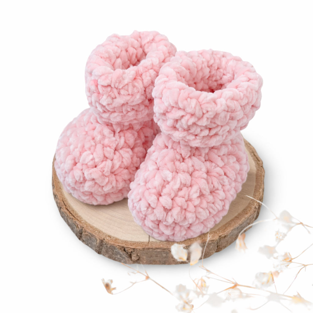 Kvačkani Copatki Za Dojenčke – Soft Cloud – roza