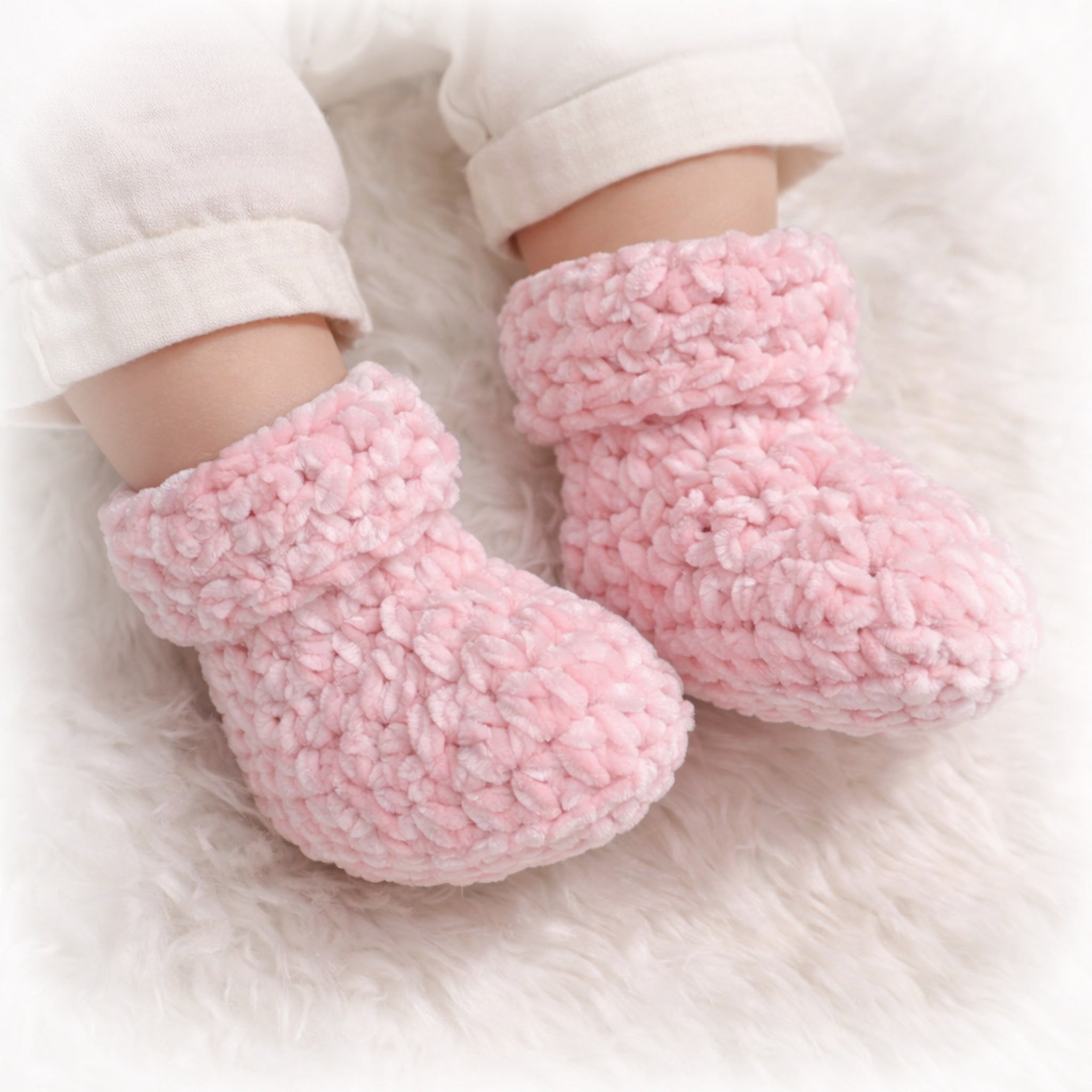 Kvačkani Copatki Za Dojenčke – Soft Cloud – roza