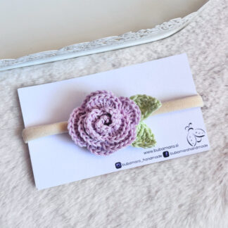 Naglavni Trakec s kvačkano rožico - Rose (več barv)